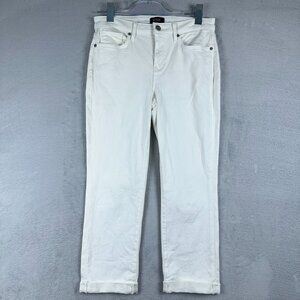 NYDJ Cropped Jeans Roll Cuffed Hem Fit is Everything Womens White Size 4